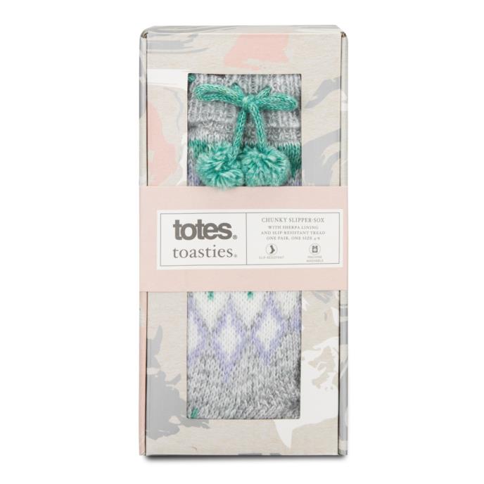 totes toasties® Ladies Fair Isle Chenille Slipper Socks Fair isle Extra Image 4